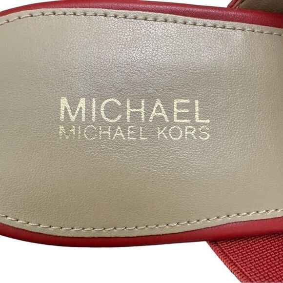 Michael Kors Red Suede Wood-Platform Clogs - Picture 8 of 10